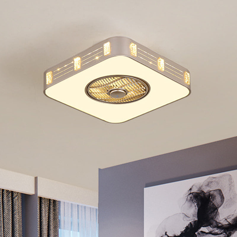 LED Semi Flush Monted Lighting Eenvoudig slaapkamer hanger ventilatorlamp met vierkante acrylschaduw in goud, 19,5 "/23.5" W