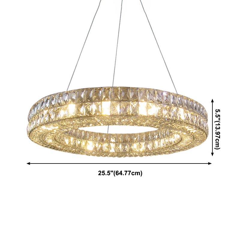 Lampadario circolare di cristalli leggeri di lusso moderno per soggiorno per soggiorno