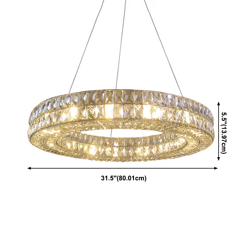 Lampadario circolare di cristalli leggeri di lusso moderno per soggiorno per soggiorno