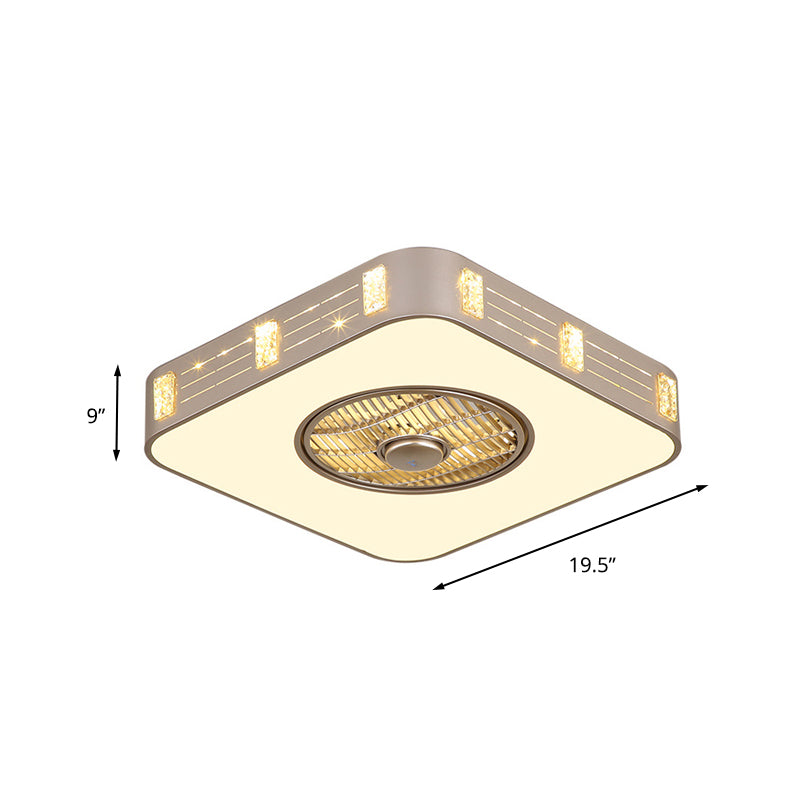 LED Semi Flush Monted Lighting Eenvoudig slaapkamer hanger ventilatorlamp met vierkante acrylschaduw in goud, 19,5 "/23.5" W