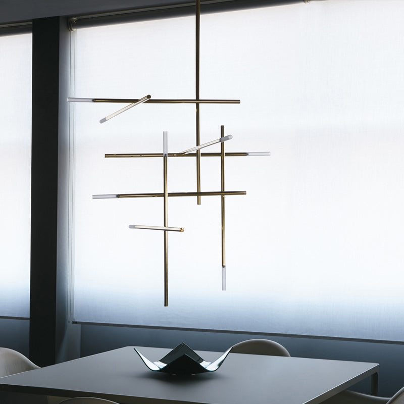 Modern Characteristic LED Pendant Light Plastic Linear Chandelier for Living Room