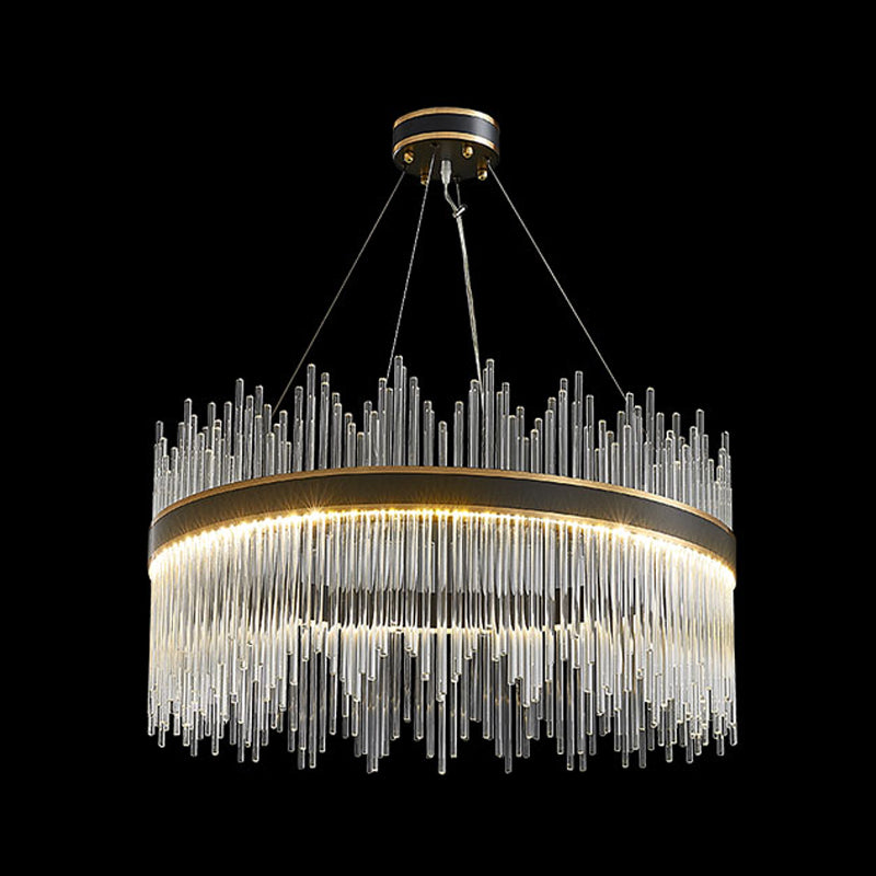 Contemporary Nordic LED Hanging Pendant Light Crystal Circular Chandelier for Living Room