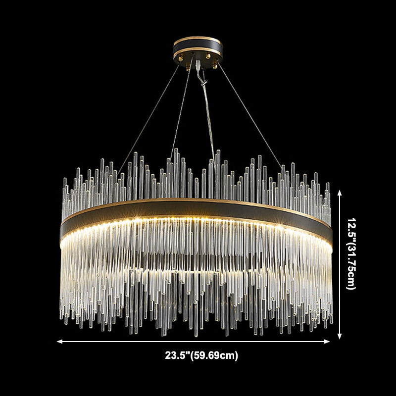 Contemporary Nordic LED Hanging Pendant Light Crystal Circular Chandelier for Living Room