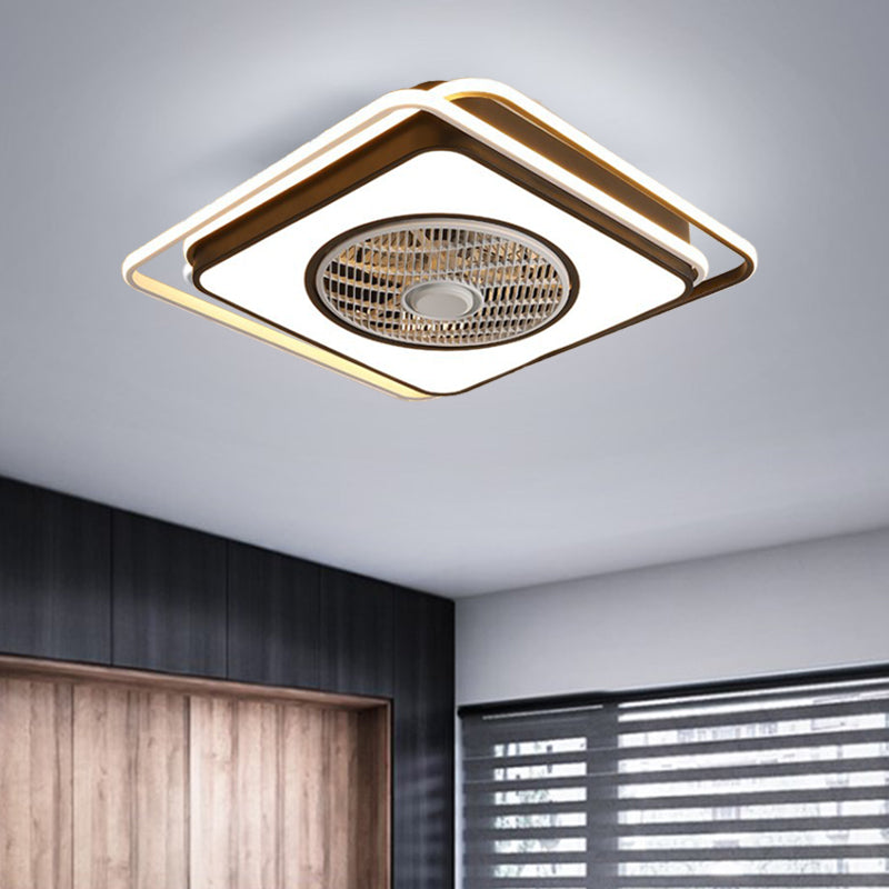 21,5 "W Acrylquadrathänge Lüfter Lampe Moderne Wohnzimmer LED Semi Flush Leuchte in Schwarz
