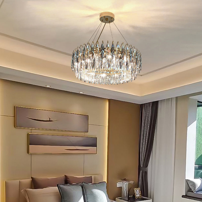 Luci del lampadario a forma di geometria in stile contemporaneo 6 luci appese al cristallo chiaro
