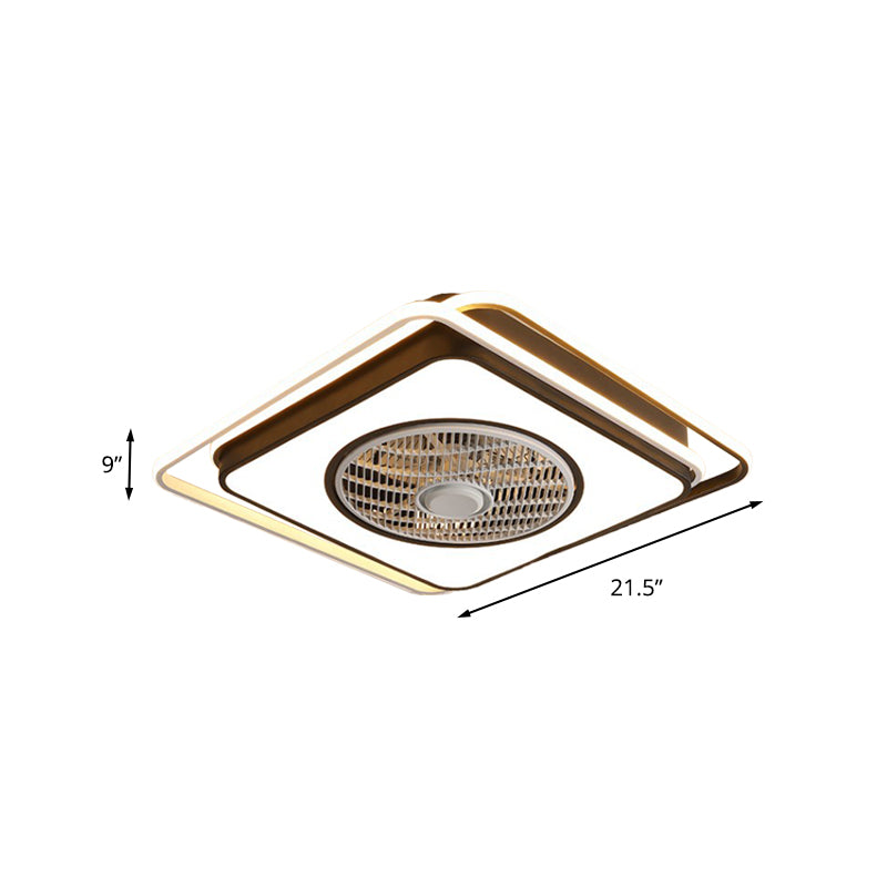 21,5 "W Acrylquadrathänge Lüfter Lampe Moderne Wohnzimmer LED Semi Flush Leuchte in Schwarz