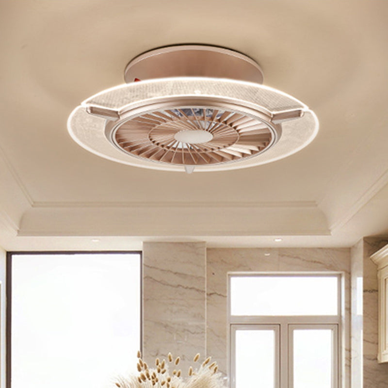 Gold/Silber -LED -Deckenlüfter Beleuchtung Modernismus Metall Rund/Sechseck Semi Flushmount für Wohnzimmer, 23,5 "breit
