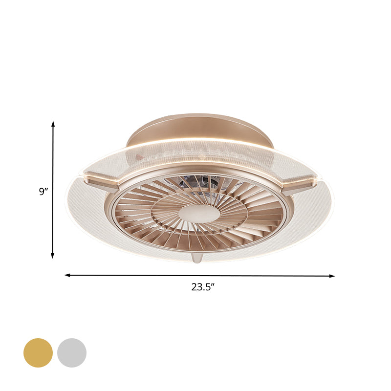 Gold/Silber -LED -Deckenlüfter Beleuchtung Modernismus Metall Rund/Sechseck Semi Flushmount für Wohnzimmer, 23,5 "breit