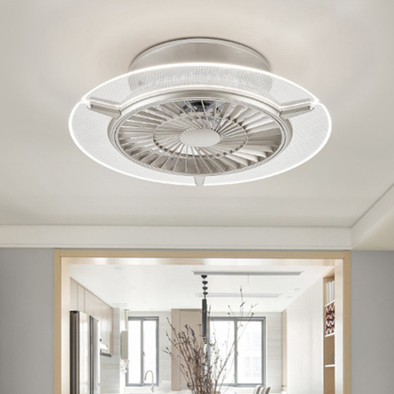 Gold/Silber -LED -Deckenlüfter Beleuchtung Modernismus Metall Rund/Sechseck Semi Flushmount für Wohnzimmer, 23,5 "breit