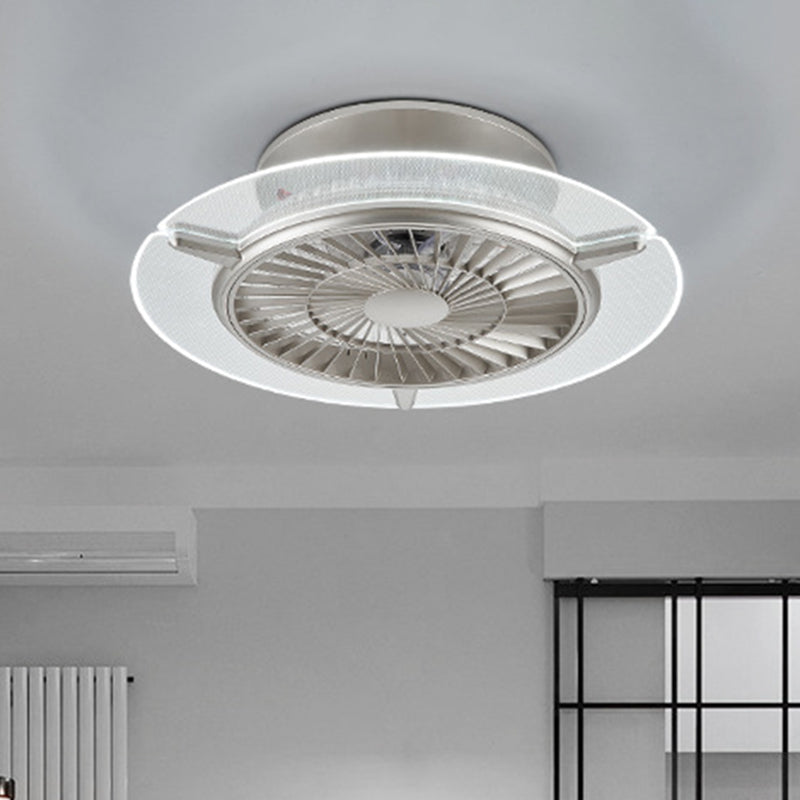 Gold/Silber -LED -Deckenlüfter Beleuchtung Modernismus Metall Rund/Sechseck Semi Flushmount für Wohnzimmer, 23,5 "breit