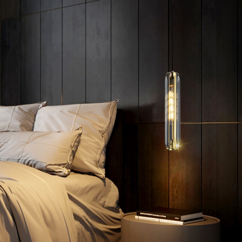 Lampada sospesa interna creativa moderna Copper cilindrico a sospensione con tonalità cristallina