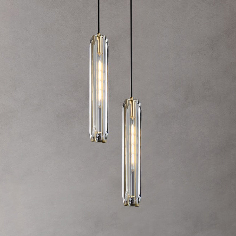Lampada sospesa interna creativa moderna Copper cilindrico a sospensione con tonalità cristallina