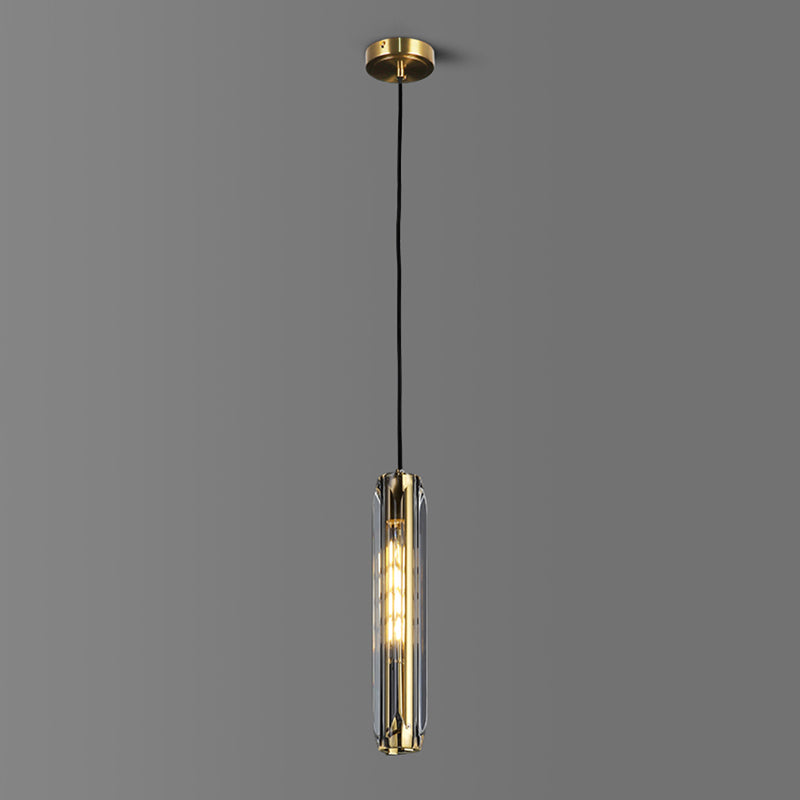Lampada sospesa interna creativa moderna Copper cilindrico a sospensione con tonalità cristallina