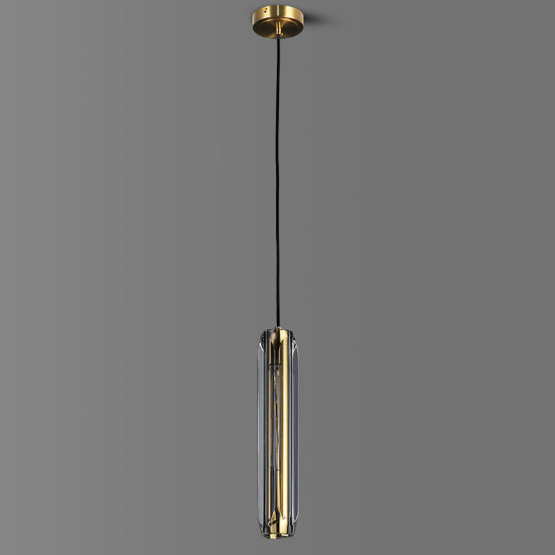 Lampada sospesa interna creativa moderna Copper cilindrico a sospensione con tonalità cristallina