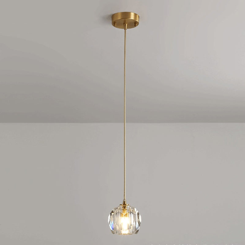 Luce a sospensione in oro cristallino in moderno stile in ferro battuto in ferro battuto lampada appesa per camera da letto