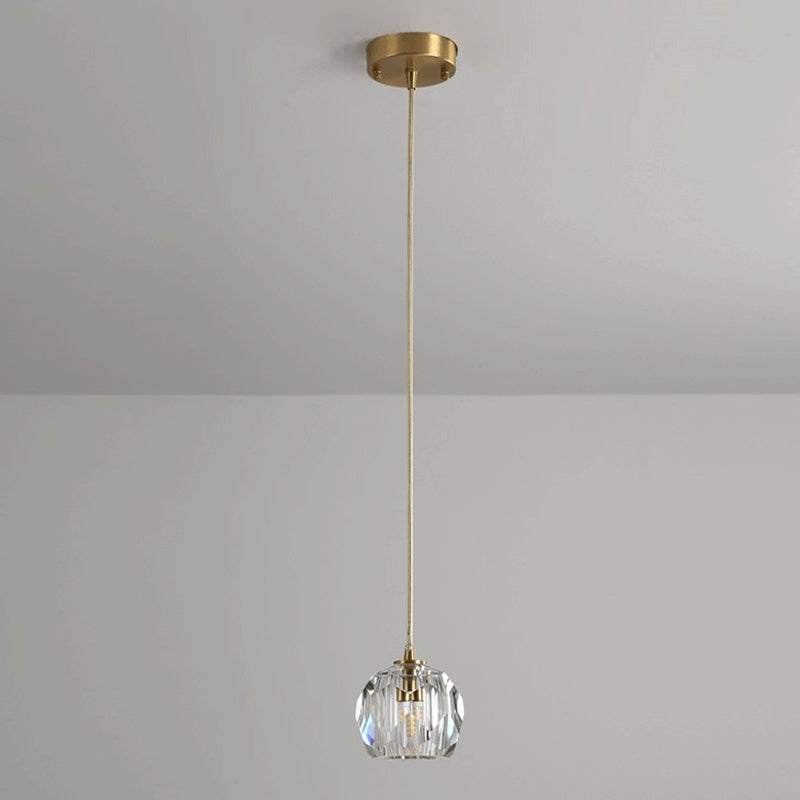 Luce a sospensione in oro cristallino in moderno stile in ferro battuto in ferro battuto lampada appesa per camera da letto