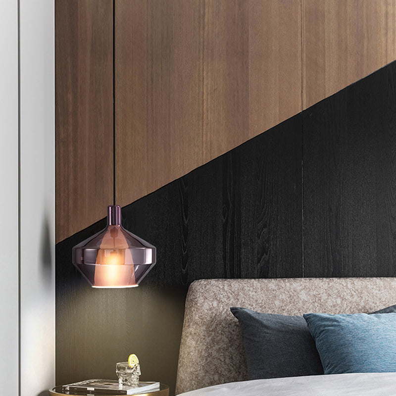 Light geometrica di ferro laccata a sospensione moderna a sospensione artistica con tonalità in vetro smerigliato