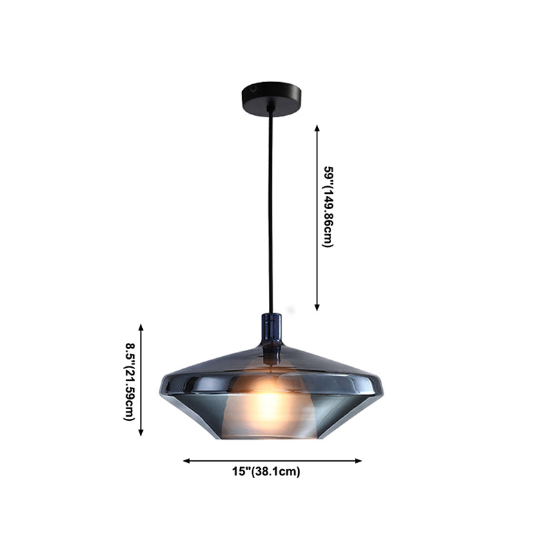 Light geometrica di ferro laccata a sospensione moderna a sospensione artistica con tonalità in vetro smerigliato