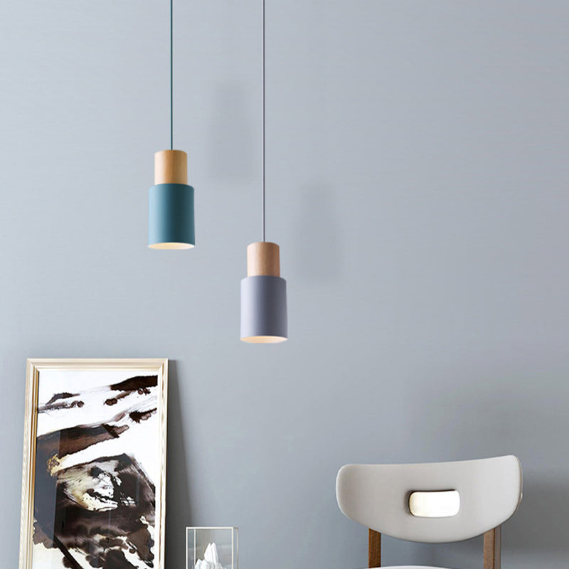 Modern Nordic Macaron Hanging Lamping Alluminio Cilindrico Light Penderant per spazi interni