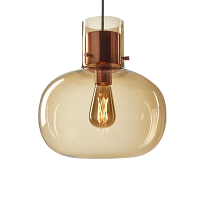 Glass Drum Pendant Light in Modern Creative Style Wrought Iron Hanging Lamp for Interior Spaces