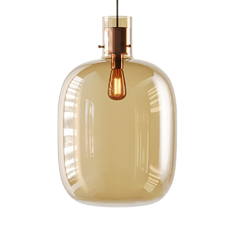 Glass Drum Pendant Light in Modern Creative Style Wrought Iron Hanging Lamp for Interior Spaces