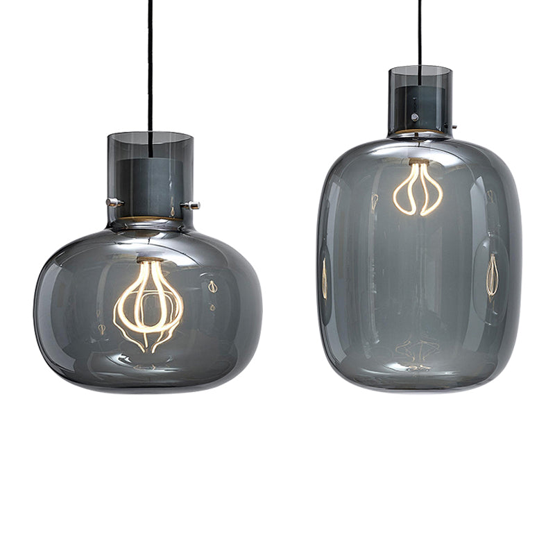 Glass Drum Pendant Light in Modern Creative Style Wrought Iron Hanging Lamp for Interior Spaces