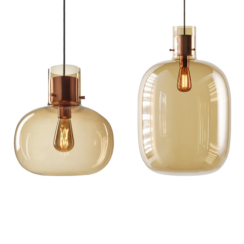 Glass Drum Pendant Light in Modern Creative Style Wrought Iron Hanging Lamp for Interior Spaces