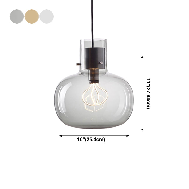 Glass Drum Pendant Light in Modern Creative Style Wrought Iron Hanging Lamp for Interior Spaces