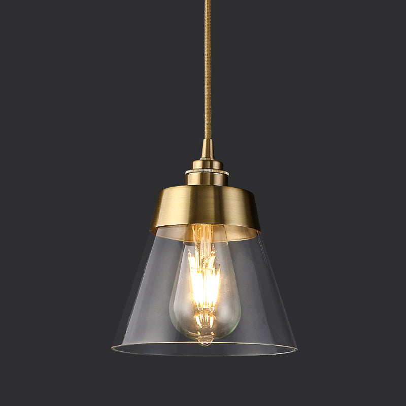 Glazen bronzen hangende lamp in moderne luxe stijl koper afgeknotte kegel hanger licht voor eetkamer