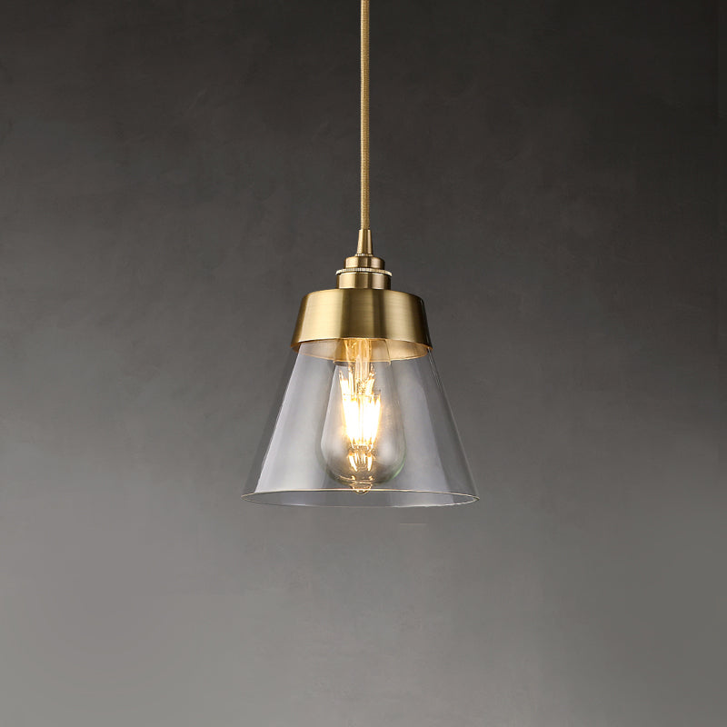 Glazen bronzen hangende lamp in moderne luxe stijl koper afgeknotte kegel hanger licht voor eetkamer