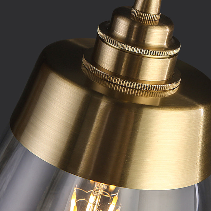Glazen bronzen hangende lamp in moderne luxe stijl koper afgeknotte kegel hanger licht voor eetkamer