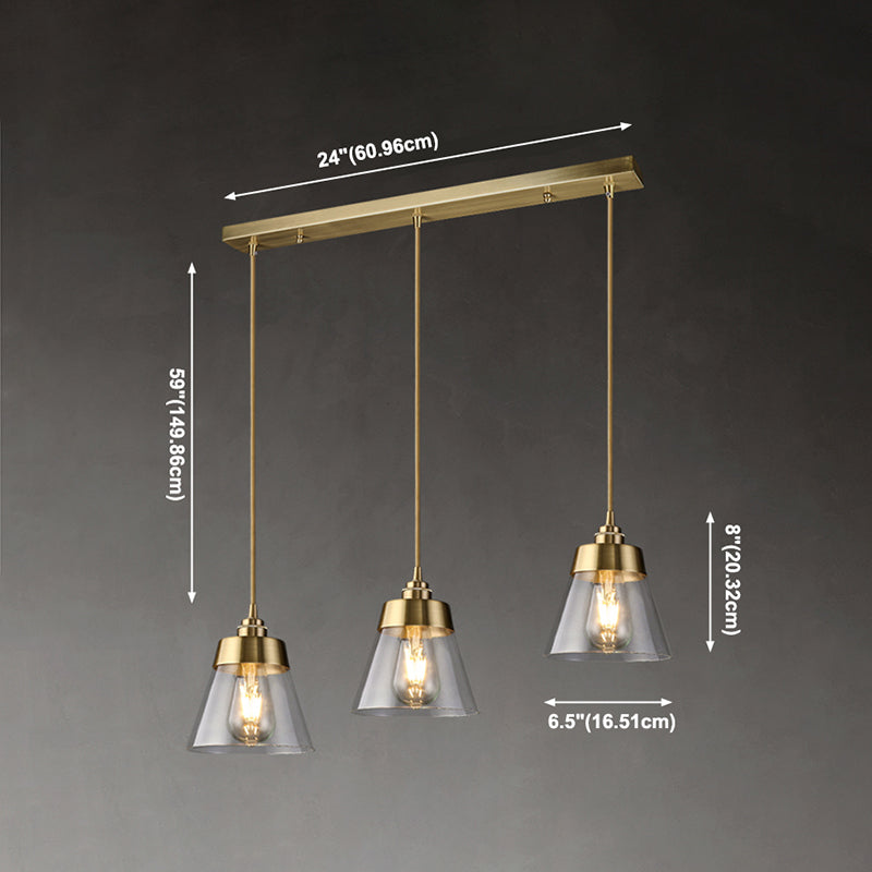 Glazen bronzen hangende lamp in moderne luxe stijl koper afgeknotte kegel hanger licht voor eetkamer