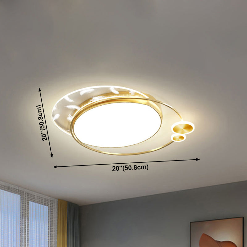 Simplicity Flush Mount Ceiling Light Fixtures with Feather Pattern LED Flush Mount Light