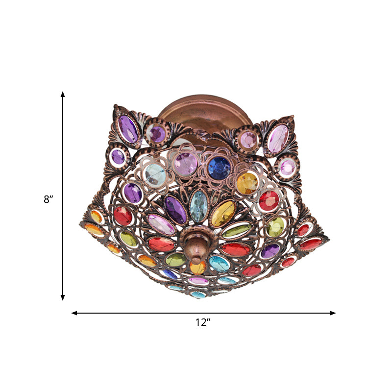 Luminaire de plafond creux en métal traditionnel à 3 têtes, éclairage encastré en laiton pour salon