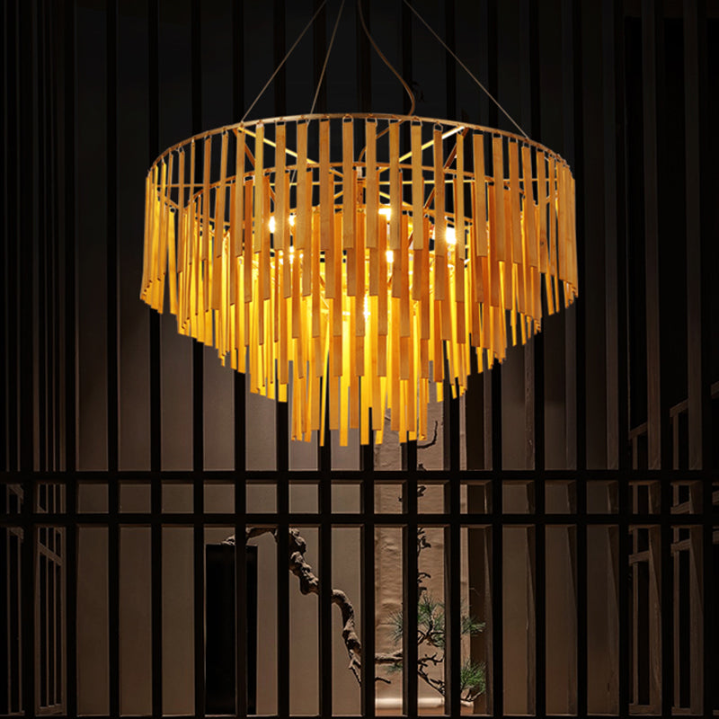 Minimalist Bamboo Pendant Lighting Fixture Dining Room Ceiling Chandelier