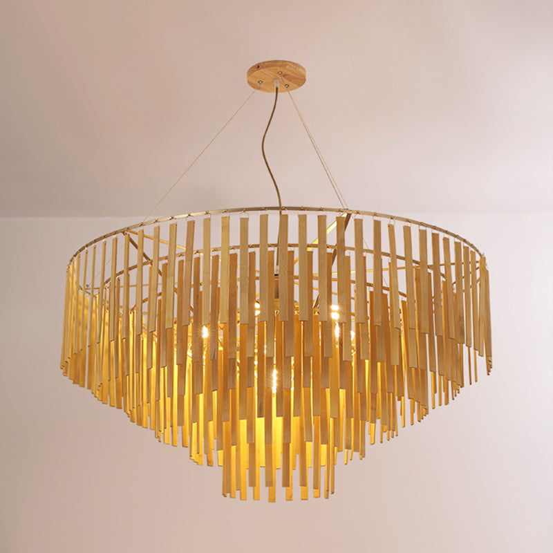 Minimalist Bamboo Pendant Lighting Fixture Dining Room Ceiling Chandelier