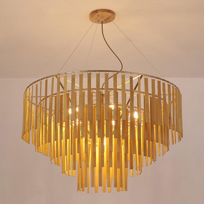 Minimalist Bamboo Pendant Lighting Fixture Dining Room Ceiling Chandelier