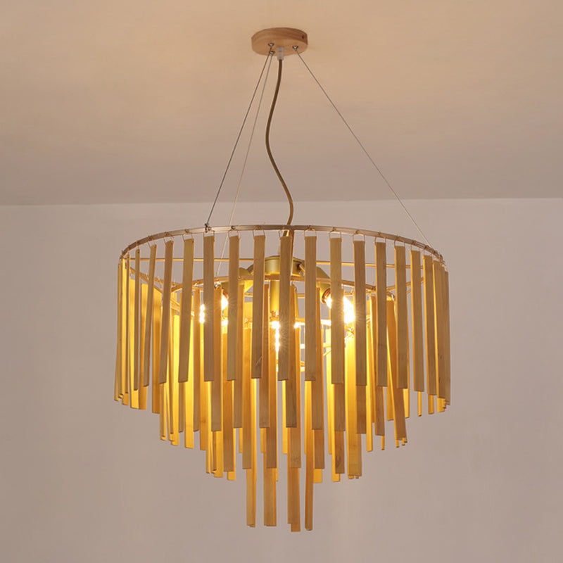 Minimalist Bamboo Pendant Lighting Fixture Dining Room Ceiling Chandelier