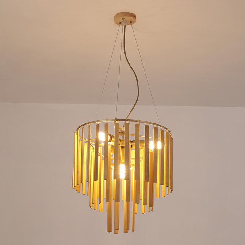 Minimalist Bamboo Pendant Lighting Fixture Dining Room Ceiling Chandelier