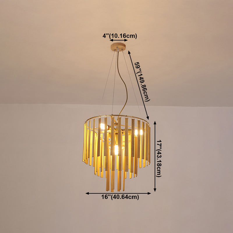 Minimalist Bamboo Pendant Lighting Fixture Dining Room Ceiling Chandelier