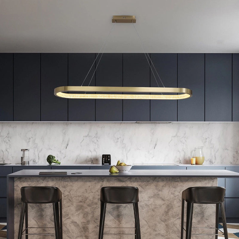 Modern Style Island Pendant Oval Shaped Metal 1 Light Island Light in Gold