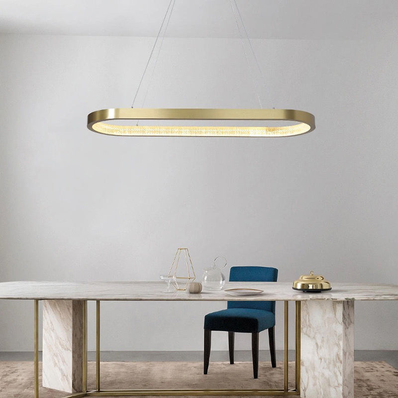 Modern Style Island Pendant Oval Shaped Metal 1 Light Island Light in Gold