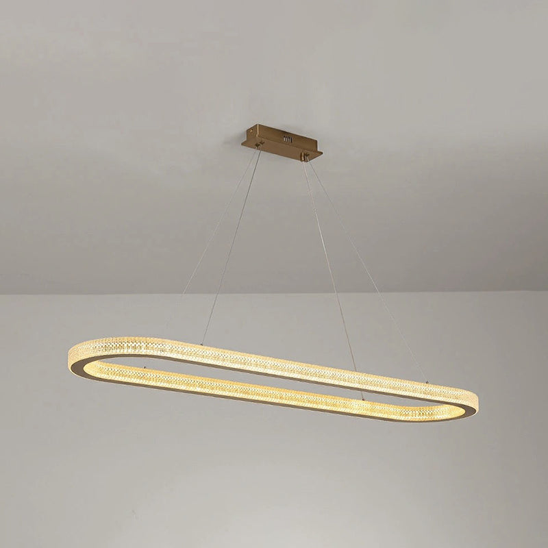 Modern Style Island Pendant Oval Shaped Metal 1 Light Island Light in Gold