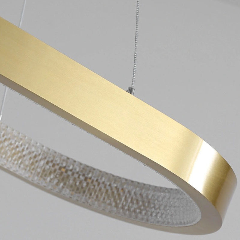 Modern Style Island Pendant Oval Shaped Metal 1 Light Island Light in Gold