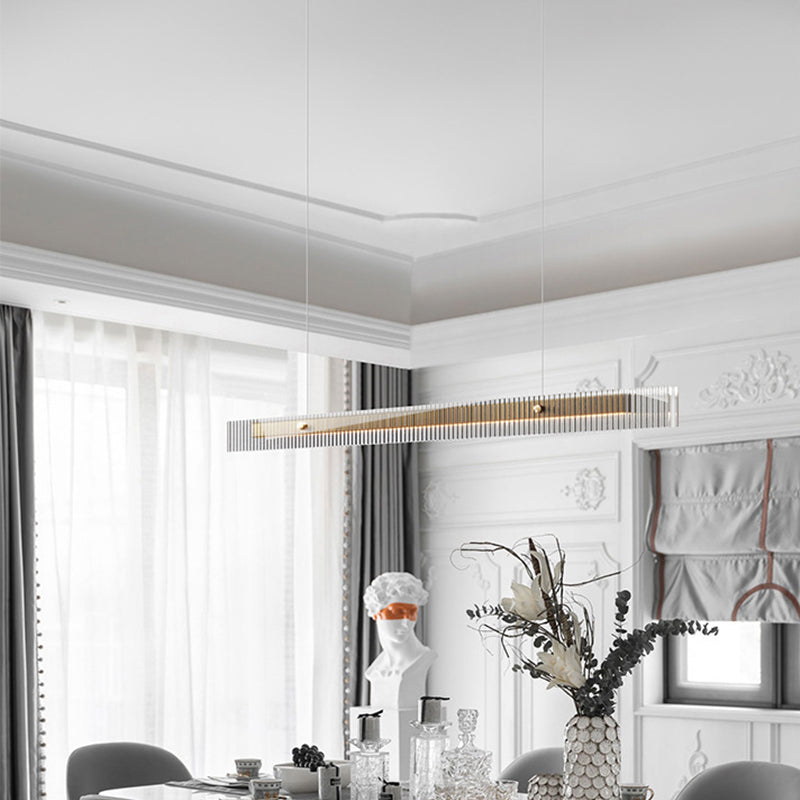 Moderna isla simple de metal rectangular en forma rectangular 1 Light Island Light para restaurante