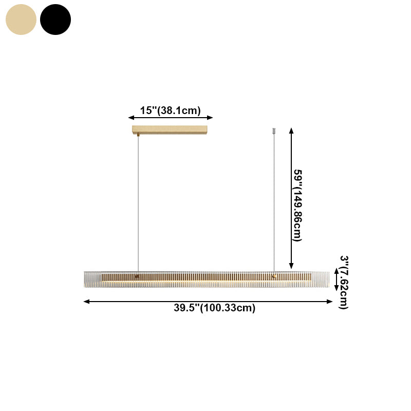 Moderna isla simple de metal rectangular en forma rectangular 1 Light Island Light para restaurante