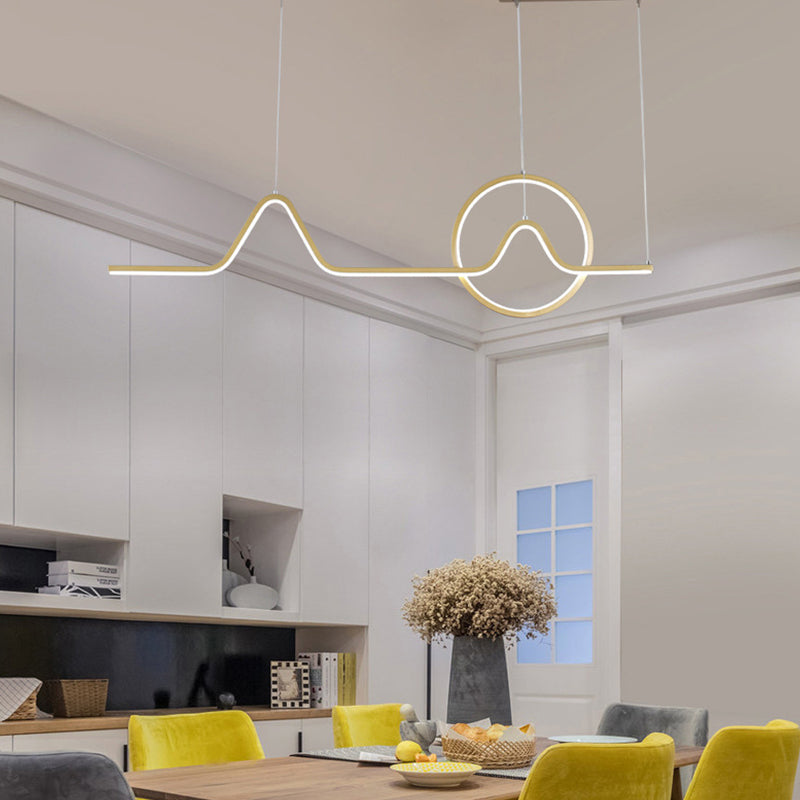 Estilo moderno lineal isla colgante de metal simple luz de metal para restaurante