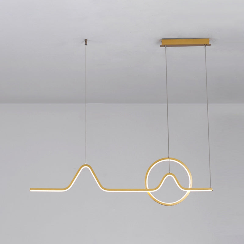 Modern Style Linear Island Pendant Simple Metal Island Light for Restaurant