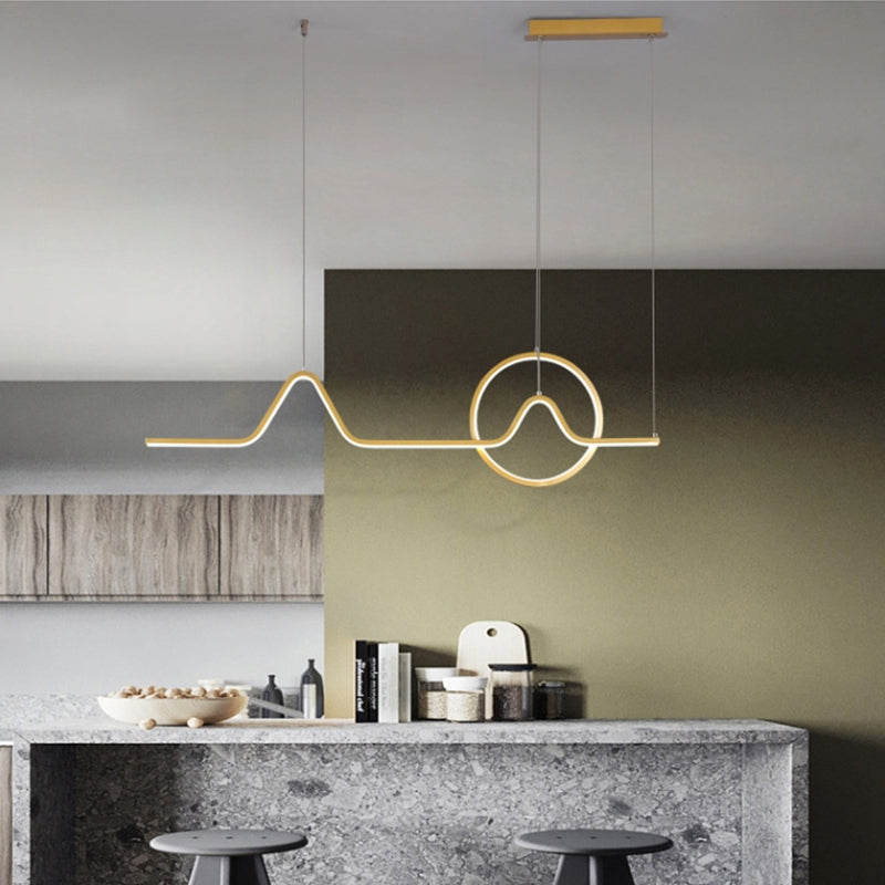 Estilo moderno lineal isla colgante de metal simple luz de metal para restaurante