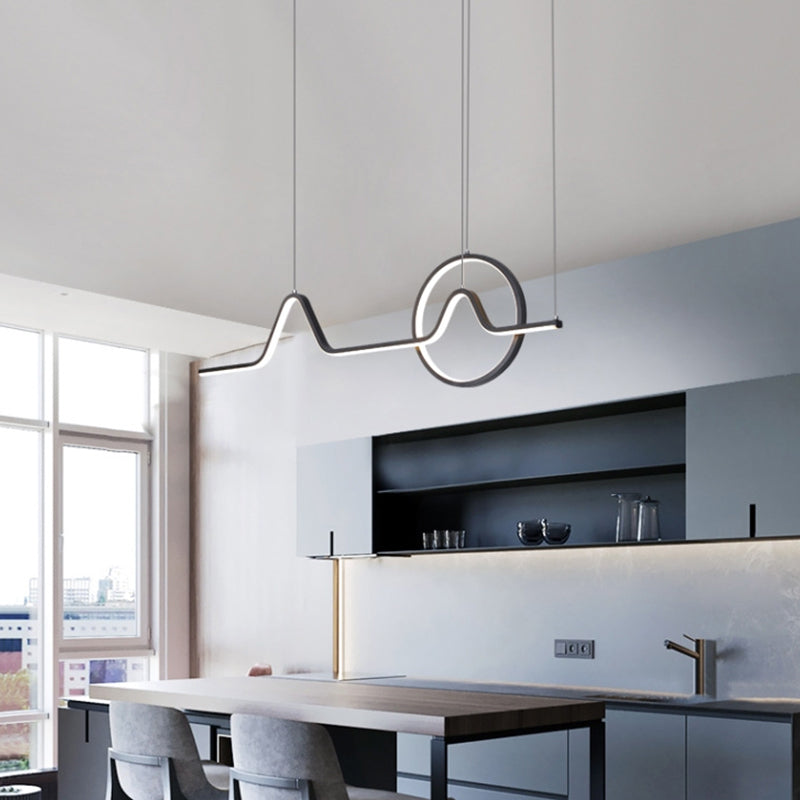 Estilo moderno lineal isla colgante de metal simple luz de metal para restaurante